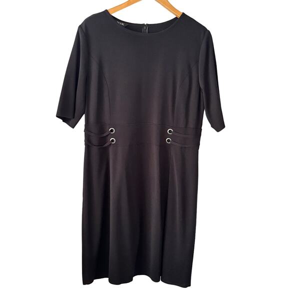 NWT Misook Wrinkle Free Fade Resistant Black Dress Womens size Large - Picture 1 of 9